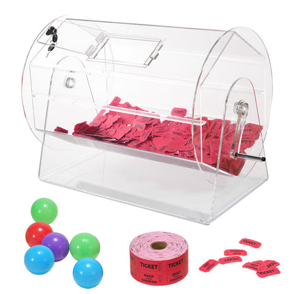Acrylic Raffle Drum, Holds 10,000 Tickets, Lock And 2 Keys