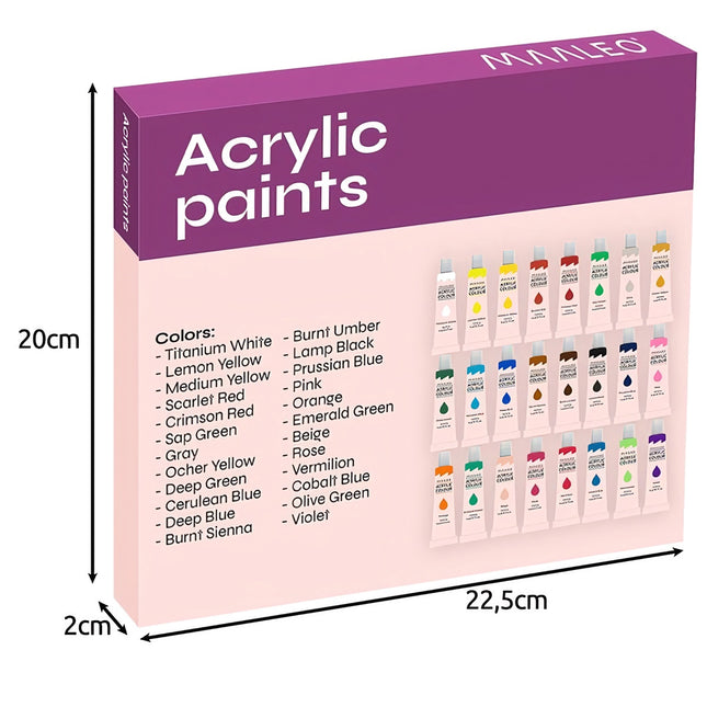 Acrylic paints 24 pcs. - 12 ml. Maaleo 20363
