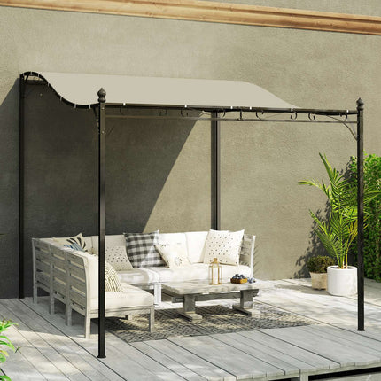 Aanbouwpaviljoen pergola met dak, waterafstotende paviljoenoverkapping, vrijstaand tuinpaviljoen, terraspaviljoen, overkapping, zonwering voor terras, tuin, ca. 2,5 x 3 x 2,5 m, crèmewit Aosom