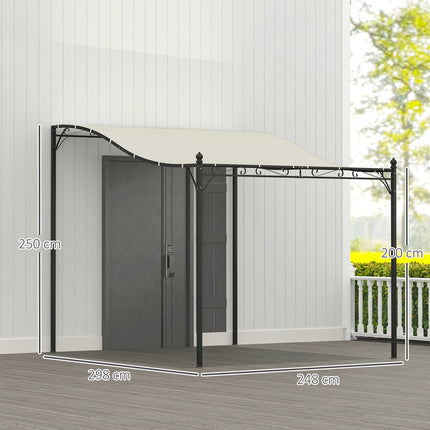Aanbouwpaviljoen pergola met dak, waterafstotende paviljoenoverkapping, vrijstaand tuinpaviljoen, terraspaviljoen, overkapping, zonwering voor terras, tuin, ca. 2,5 x 3 x 2,5 m, crèmewit Aosom