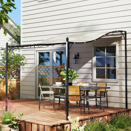 Aanbouwpaviljoen pergola met dak, waterafstotende paviljoenoverkapping, vrijstaand tuinpaviljoen, terraspaviljoen, overkapping, zonwering voor terras, tuin, ca. 2,5 x 3 x 2,5 m, crèmewit Aosom