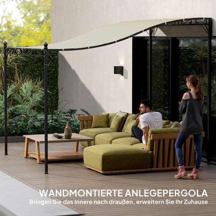 Aanbouwpaviljoen pergola met dak, waterafstotende paviljoenoverkapping, vrijstaand tuinpaviljoen, terraspaviljoen, overkapping, zonwering voor terras, tuin, ca. 2,5 x 3 x 2,5 m, crèmewit Aosom