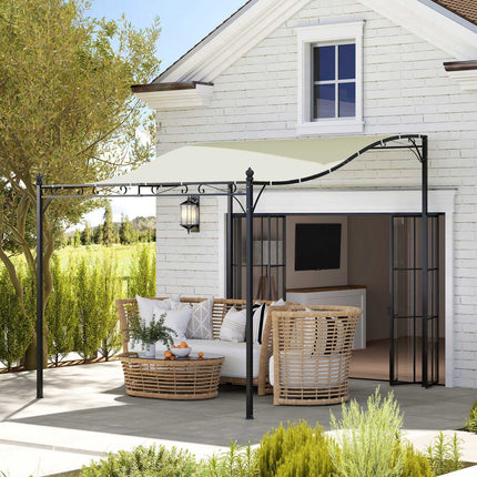 Aanbouwpaviljoen pergola met dak, waterafstotende paviljoenoverkapping, vrijstaand tuinpaviljoen, terraspaviljoen, overkapping, zonwering voor terras, tuin, ca. 2,5 x 3 x 2,5 m, crèmewit Aosom