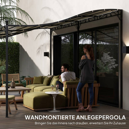 Aanbouwpaviljoen pergola met dak, waterafstotende paviljoenoverkapping, vrijstaand tuinpaviljoen terraspaviljoenoverkapping zonwering voor terrastuin ca. 3x5x2,5m crèmewit Aosom