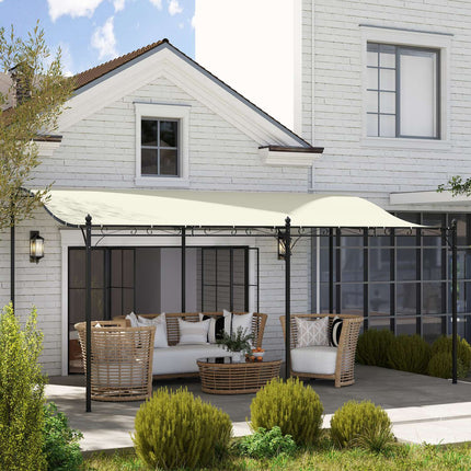 Aanbouwpaviljoen pergola met dak, waterafstotende paviljoenoverkapping, vrijstaand tuinpaviljoen terraspaviljoenoverkapping zonwering voor terrastuin ca. 3x5x2,5m crèmewit Aosom