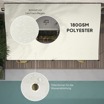 Aanbouwpaviljoen pergola met dak, waterafstotende paviljoenoverkapping, vrijstaand tuinpaviljoen terraspaviljoenoverkapping zonwering voor terrastuin ca. 3x5x2,5m crèmewit Aosom
