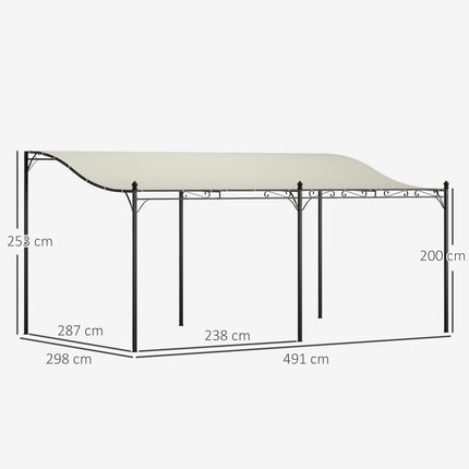 Aanbouwpaviljoen pergola met dak, waterafstotende paviljoenoverkapping, vrijstaand tuinpaviljoen terraspaviljoenoverkapping zonwering voor terrastuin ca. 3x5x2,5m crèmewit Aosom