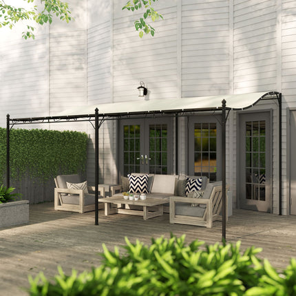 Aanbouwpaviljoen pergola met dak, waterafstotende paviljoenoverkapping, vrijstaand tuinpaviljoen terraspaviljoenoverkapping zonwering voor terrastuin ca. 3x5x2,5m crèmewit Aosom