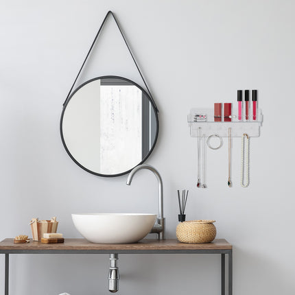 Adhesive Jewelry Organizer with Shelf and Hooks