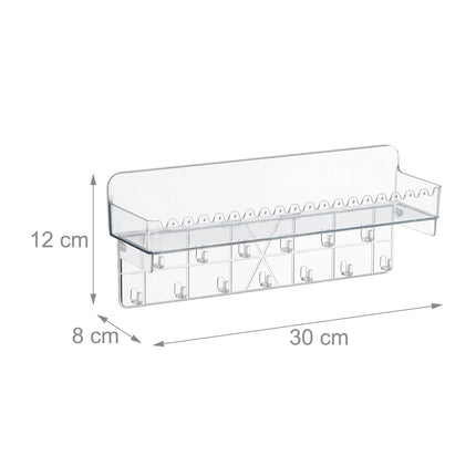 Adhesive Jewelry Organizer with Shelf and Hooks