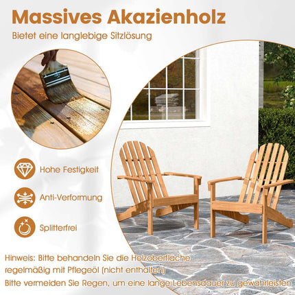Adirondack Chair Acacia Wood, Ergonomic, 180kg Capacity