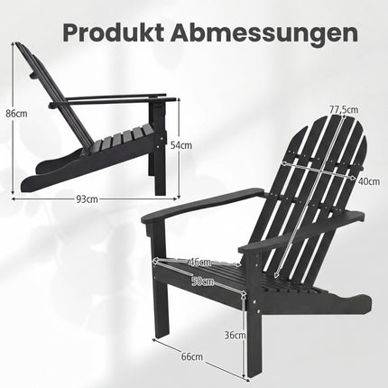 Adirondack Chair Black Acacia Wood with High Back