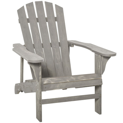 Adirondack Chair, Weatherproof Wood, High Back, Grey