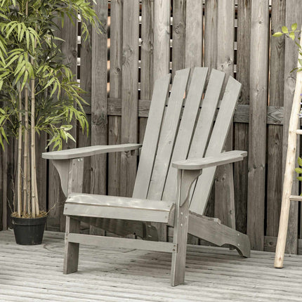 Adirondack Chair, Weatherproof Wood, High Back, Grey
