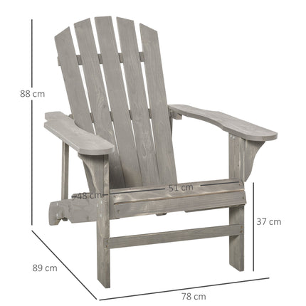 Adirondack Chair, Weatherproof Wood, High Back, Grey