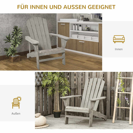 Adirondack Chair, Weatherproof Wood, High Back, Grey