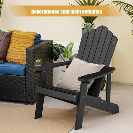 Adirondack Chair with Cup Holder, Black, Weatherproof HIPS