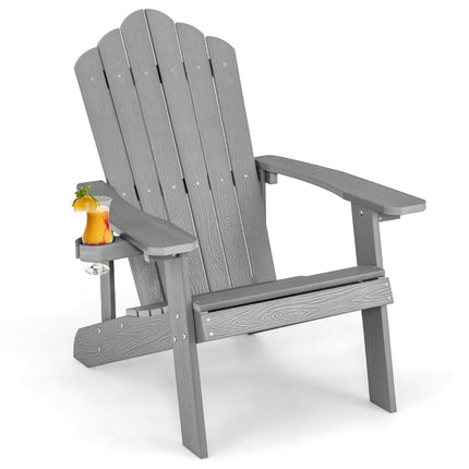 Adirondack Chair with Cup Holder, Weatherproof, Light Gray