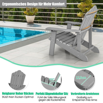 Adirondack Chair with Cup Holder, Weatherproof, Light Gray