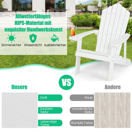 Adirondack Chair with Cup Holder, Weatherproof, White