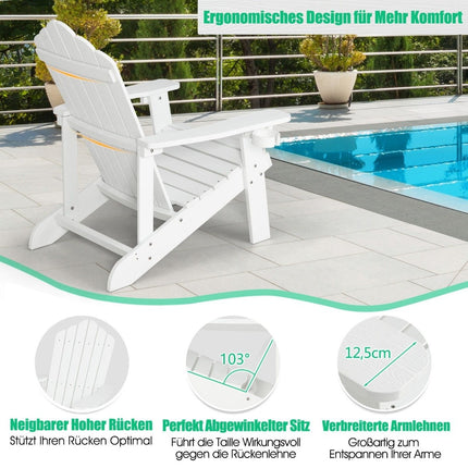 Adirondack Chair with Cup Holder, Weatherproof, White