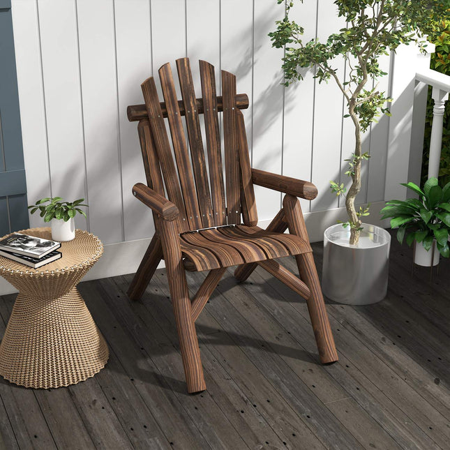 Brown Fir Wood Adirondack Garden chair with armrests