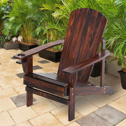 Adirondack garden chair, solid wood, with cup holder
