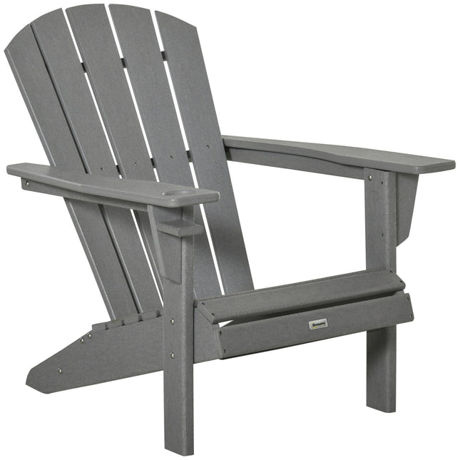 Adirondack garden chair in plastic with cup holder, gray