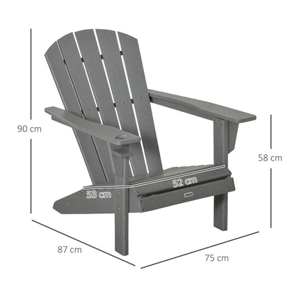 Adirondack Tuinstoel Met Bekerhouder Tuinstoel Tuinmeubel Balkonstoel Grijs Kunststof 75 X 87 X 90 Cm