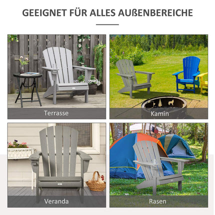 Adirondack Tuinstoel Met Bekerhouder Tuinstoel Tuinmeubel Balkonstoel Grijs Kunststof 75 X 87 X 90 Cm