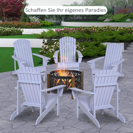 Adirondack Garden Chair with Cup Holder - Solid Wood, Gray
