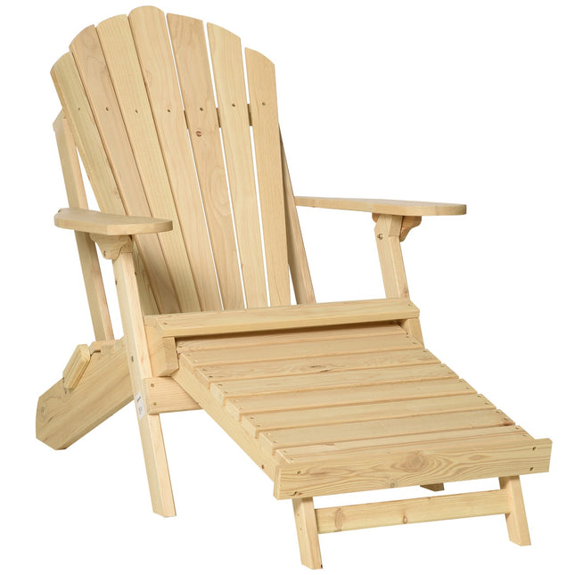 Adirondack garden chair, folding pine, with footrest