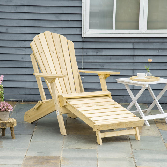 Adirondack garden chair, folding pine, with footrest