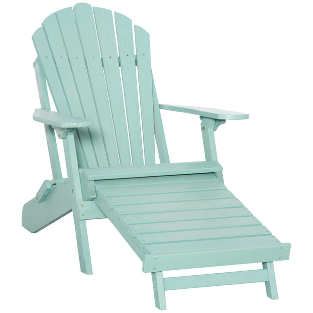 Adirondack Pine Wood Garden chair with footrest, green