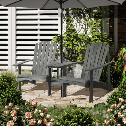 Solid wood Adirondack chair set with table, gray