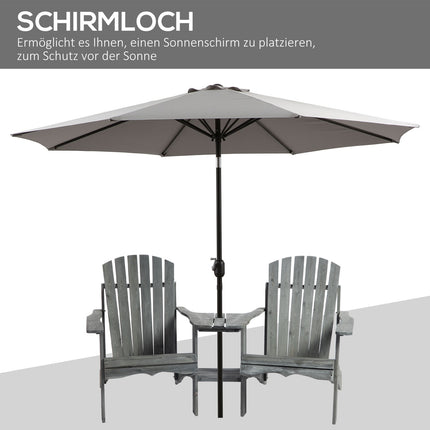 Solid wood Adirondack chair set with table, gray