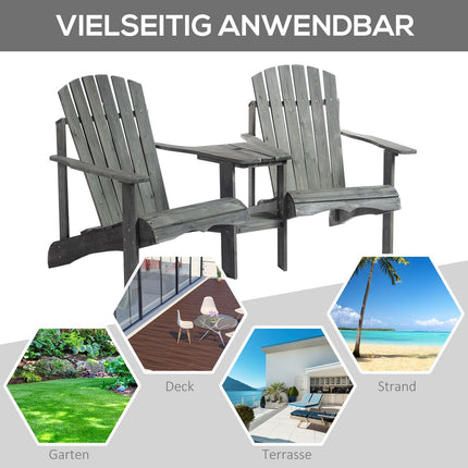 Solid wood Adirondack chair set with table, gray