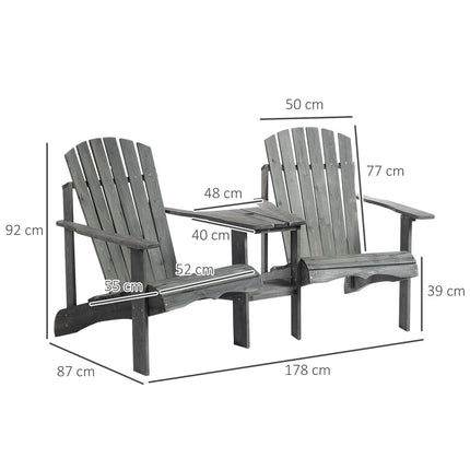 Solid wood Adirondack chair set with table, gray