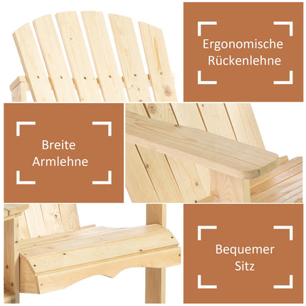 Solid wood Adirondack garden chair set with table, 2-seater