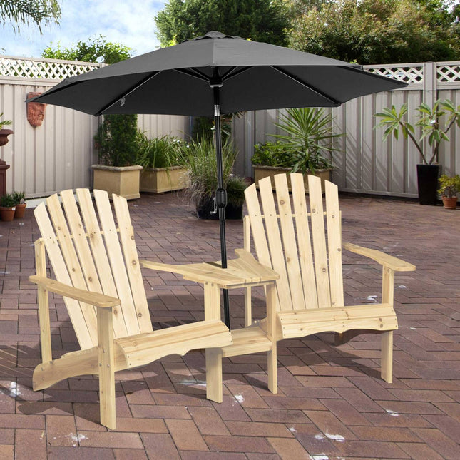 Solid wood Adirondack garden chair set with table, 2-seater