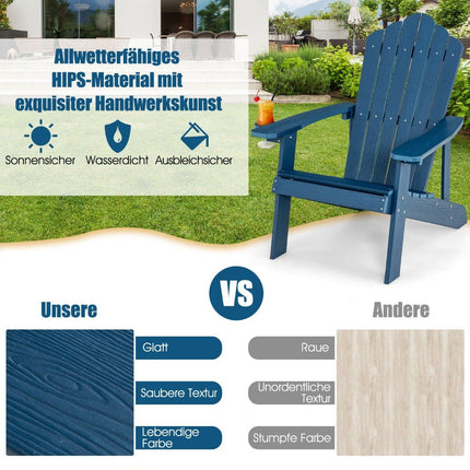Adirondack Garden Chair with Cup Holder, Blue, Weatherproof