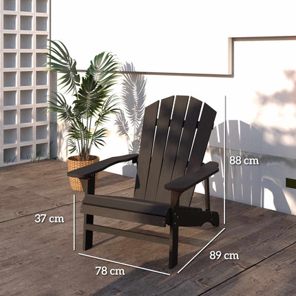 Adirondack Wooden Outdoor Chair, High Back, Black