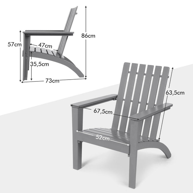 Adirondack chair Adirondack chair made of acacia wood garden chair up to 160 kg gray