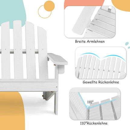 Adirondack chair for children 2-seater Adirondack chair made of wood white 99 x 51 x 56.5 cm