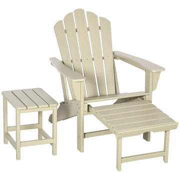 Adirondack chair set with side table and footstool, HDPE sand