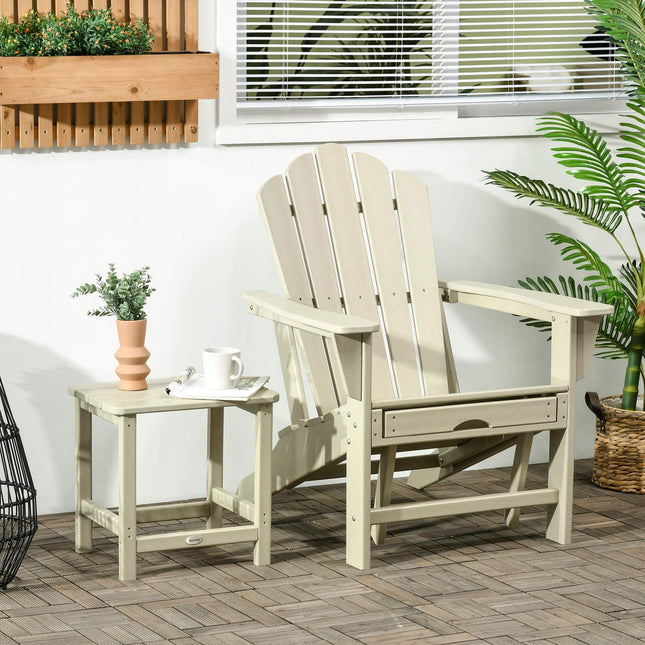 Adirondack chair set with side table and footstool, HDPE sand