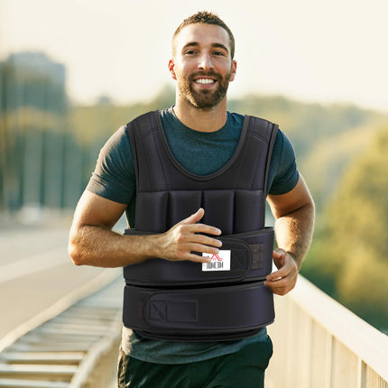 Adjustable 10 KG Weighted Vest, Black, Oxford Fabric
