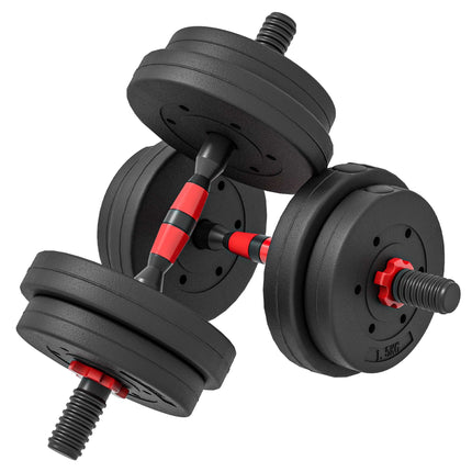 Adjustable 15 kg Dumbbell Set, Converts to Barbell, Black
