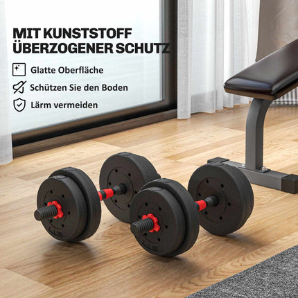 Adjustable 15 kg Dumbbell Set, Converts to Barbell, Black