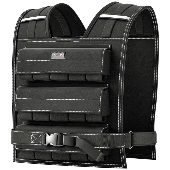 Adjustable 15 kg weight vest with reflective strips for fitness